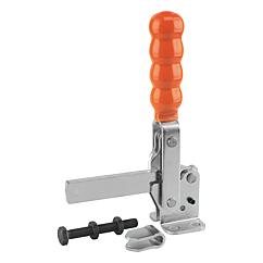 K0061 Kipp Toggle clamps vertical with flat foot and full holding arm
