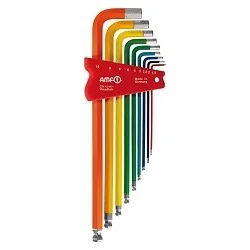AMF COLOR Hexagon Keys ball-ended, extra long, 9 piece 911LG-HM9F