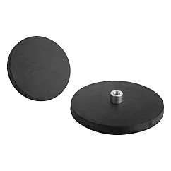 K0563 Magnets shallow pot with tapped pin NdFeB, with rubber