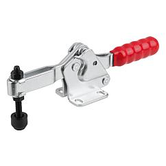K1241 Toggle clamps horizontal with flat foot and adjustable clamping spindle