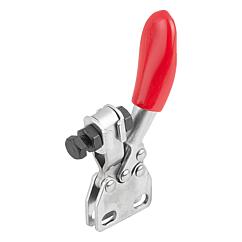 K1243 Toggle clamp mini, horizontal with straight foot and adjustable clamping spindle