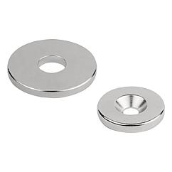 K1405 Kipp magnets raw with hole NdFeB, disc form