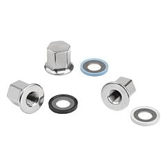 K1493 Kipp Stainless steel cap nuts with collar for Hygienic USIT® seal and shim