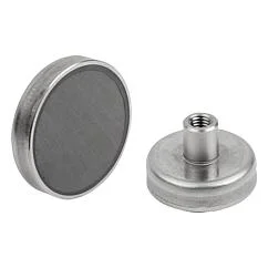 K1400 Kipp Shallow pot magnets with internal thread hard ferrite with stainless steel housing