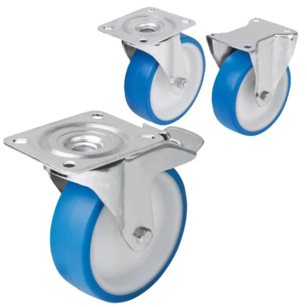 K1775 Kipp Swivel and fixed castors steel plate, for sterile areas