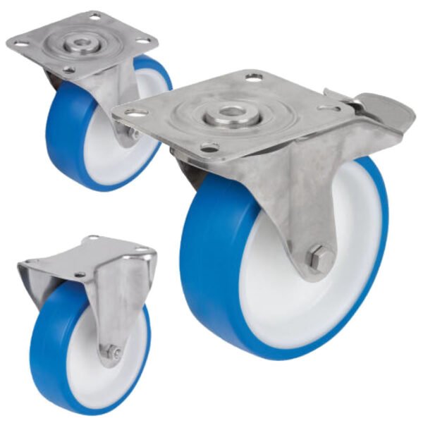 K1790 Kipp Swivel and fixed castors stainless steel, for sterile areas