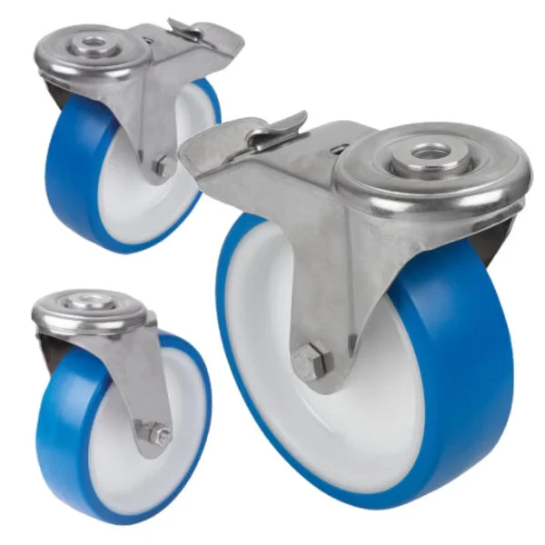 K1791 Kipp swivel castors with bolt hole stainless steel, for sterile areas