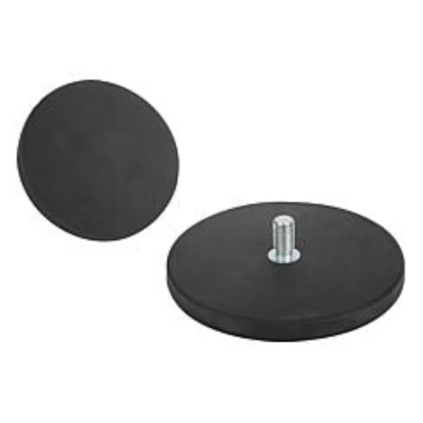 K0564 Kipp magnets shallow pots with threaded pin NdFeB, with rubber protective jacket