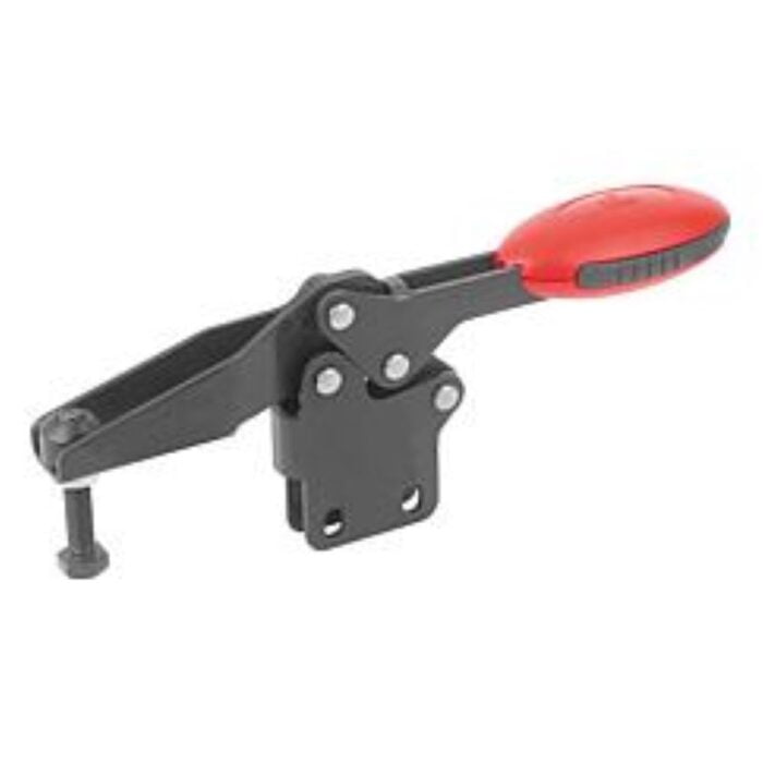 K0661 Kipp toggle clamps horizontal with straight foot and adjustable clamping spindle