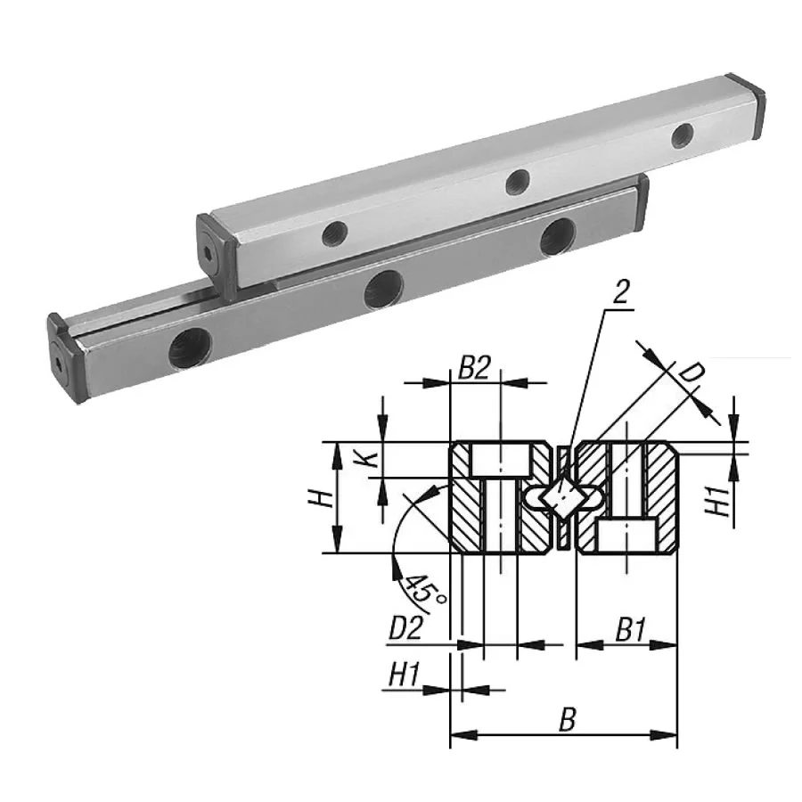 Norelem 21050 Guide rails for cross rollers