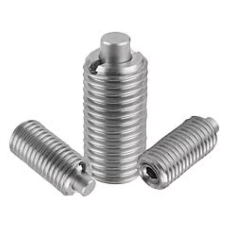 K1379 Kipp spring plungers with hexagon socket and flattened thrust pin, stainless steel