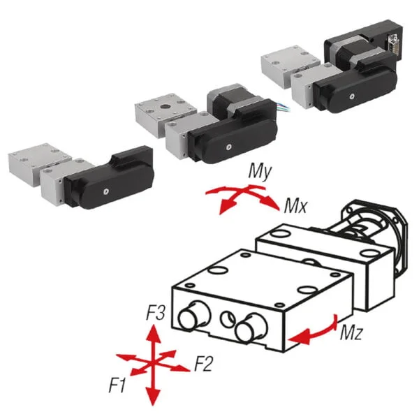Norelem 21081 Positioning stages short with lateral electric drive