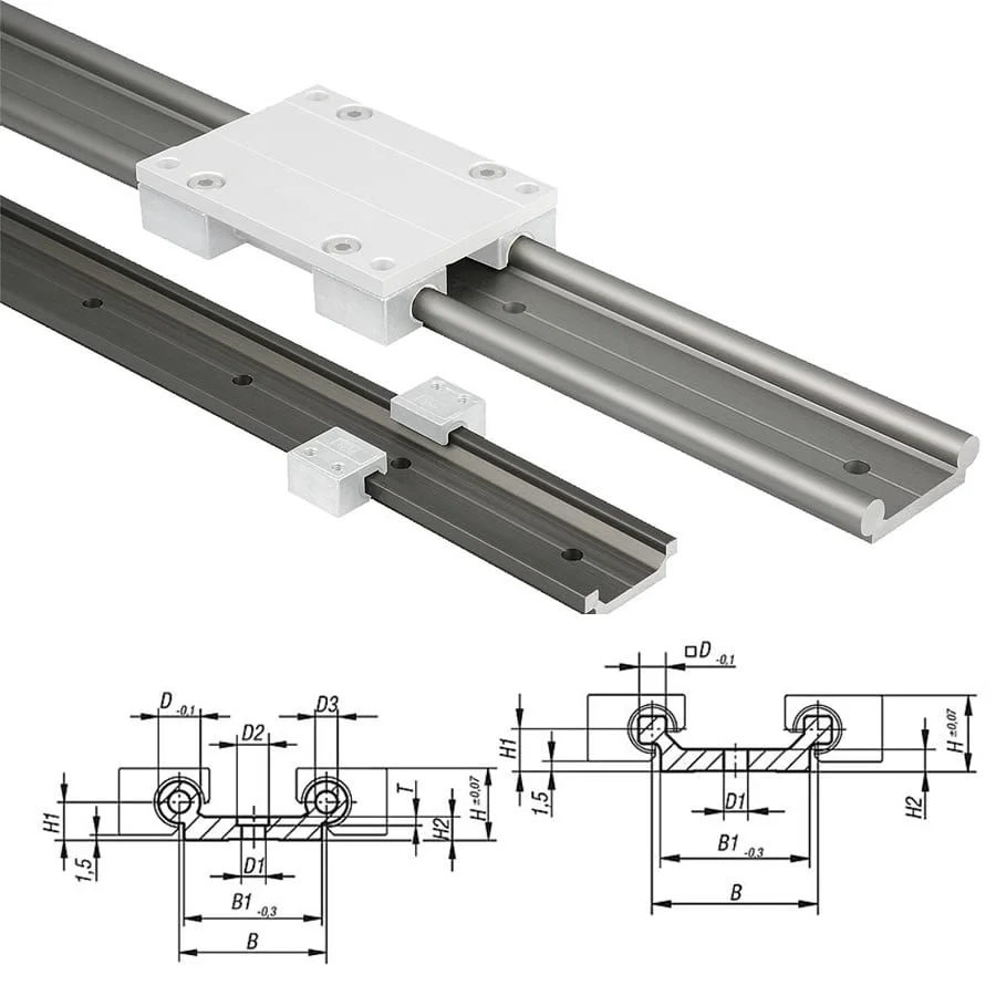 Norelem 21240 Guide rails DryLin® W double