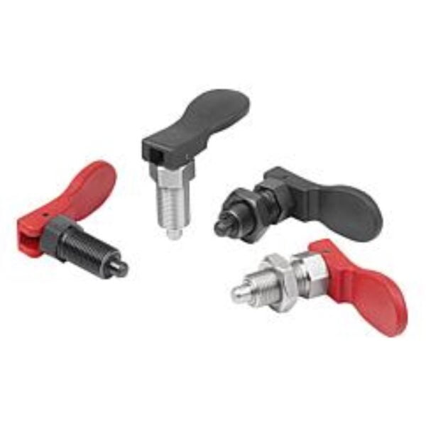 K1584 Kipp indexing plunger with cam lever, steel or stainless steel