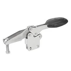 K0661 Kipp toggle clamps horizontal with safety interlock with straight foot and adjustable clamping spindle, stainless steel - Image 2