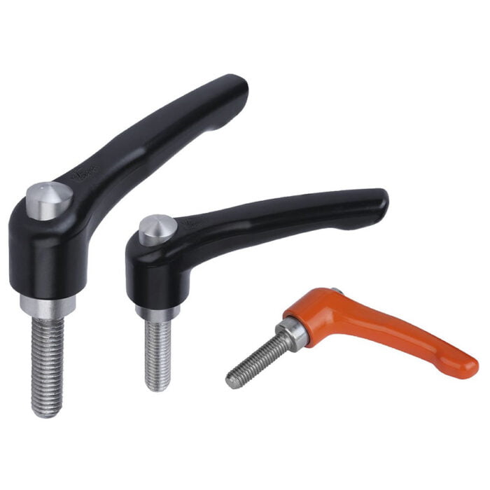 K0123 Kipp Clamping levers with protective cap, external thread, steel parts stainless steel