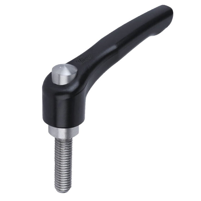 K0123 Kipp Clamping levers with protective cap, external thread, steel parts stainless steel