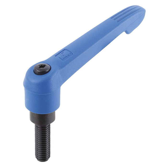 K0269 Kipp Clamping levers with plastic handle, external thread blue