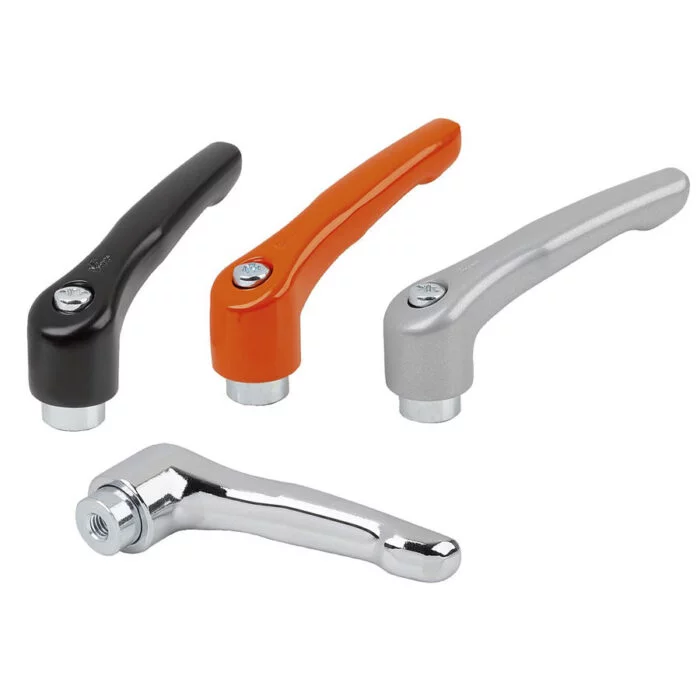K1659 Kipp Clamping levers, zinc with internal thread, steel parts trivalent blue passivated