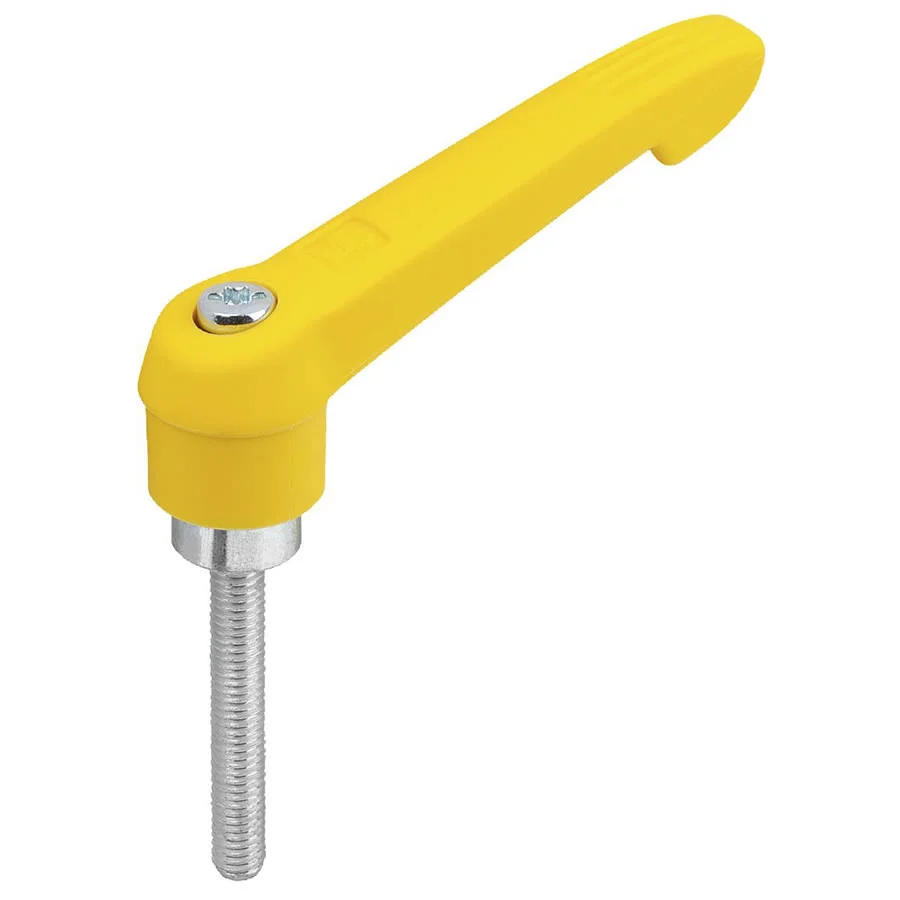 K1660 Kipp Clamping levers, plastic with external thread, steel parts trivalent blue passivated yellow