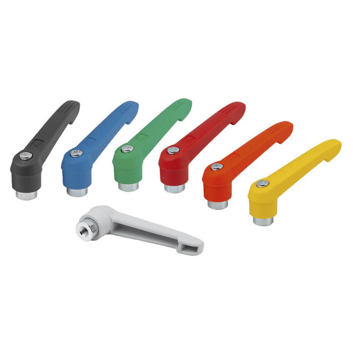 K1660 Kipp Clamping levers, plastic with internal thread, steel parts trivalent blue passivated