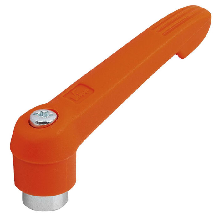 K1660 Kipp Clamping levers, plastic with internal thread, steel parts trivalent blue passivated orange