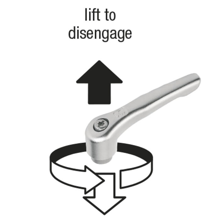 Kipp clamping lever lift to disengage