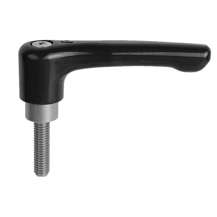 Norelem 06459 Clamping levers, flat, external thread, steel parts stainless steel