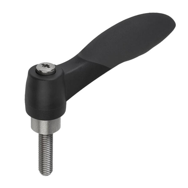 K0126 Kipp clamping levers 2K external thread, metal parts stainless steel