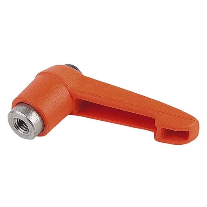 K0270 Kipp Clamping levers with push button, internal thread, metal parts stainless steel