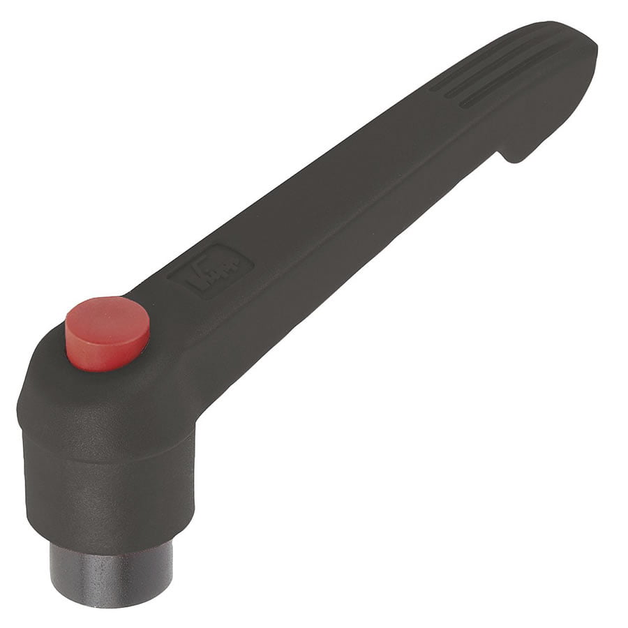 K0270 Kipp Clamping levers with push button, internal thread, metal parts stainless steel black