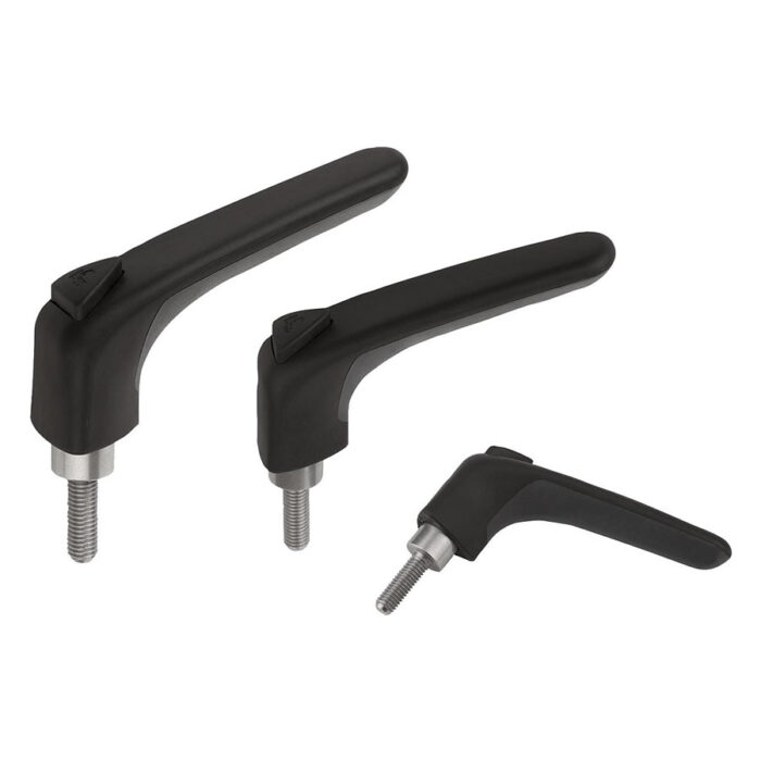K0982 Kipp clamping levers ergonomic, external thread, steel parts stainless steel