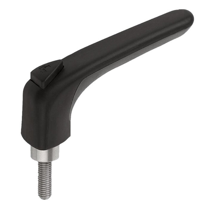 K0982 Kipp clamping levers ergonomic, external thread, steel parts stainless steel