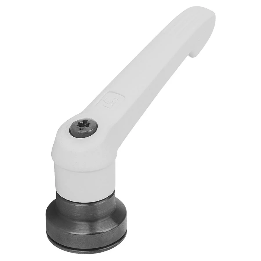 K1597 Kipp Plastic clamping lever with female thread and clamping force intensifier white