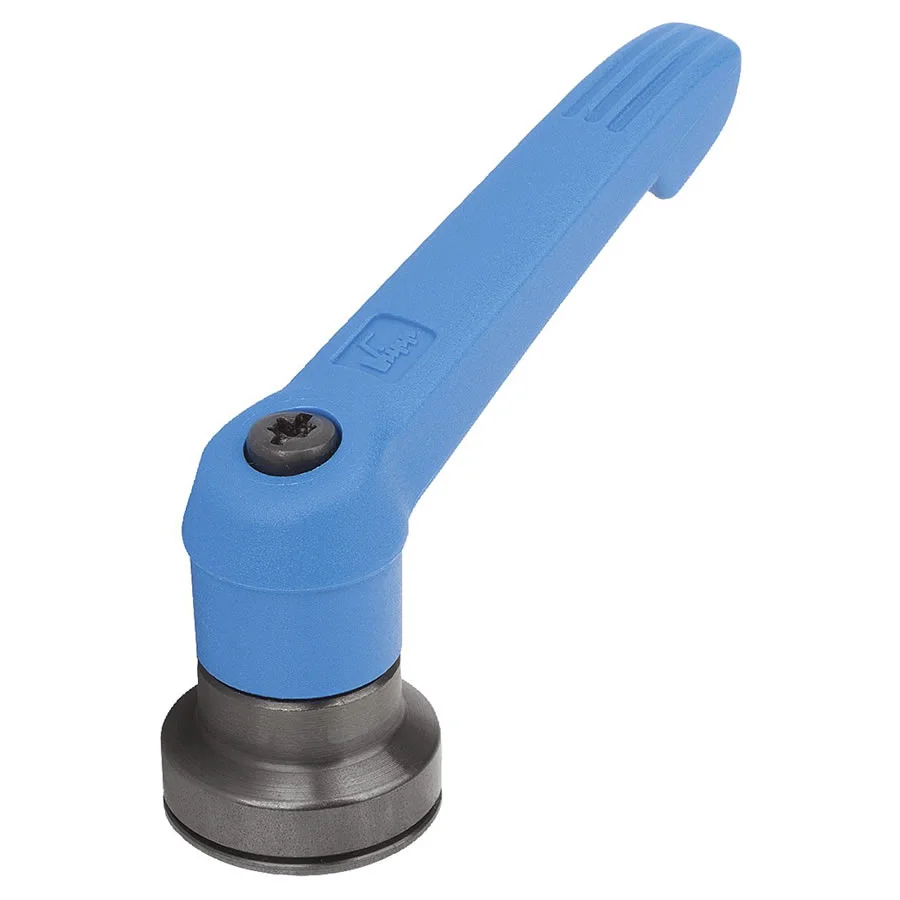 K1597 Kipp Plastic clamping lever with female thread and clamping force intensifier blue