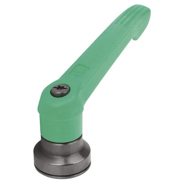 K1597 Kipp Plastic clamping lever with female thread and clamping force intensifier green
