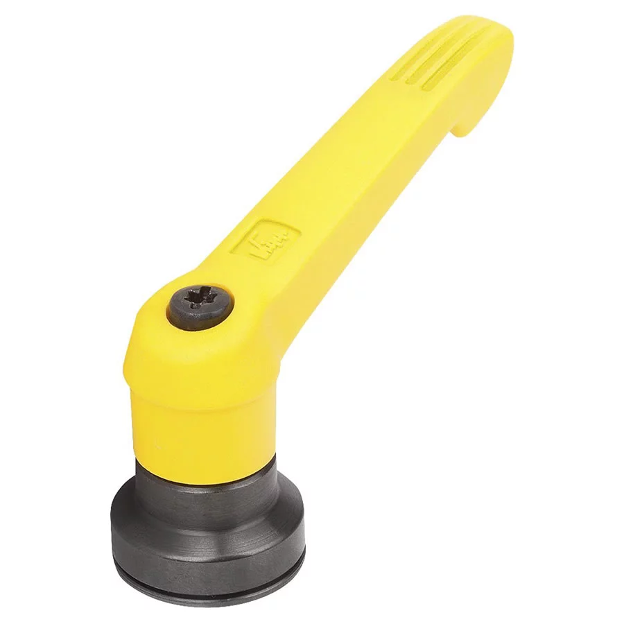 K1597 Kipp Plastic clamping lever with female thread and clamping force intensifier yellow