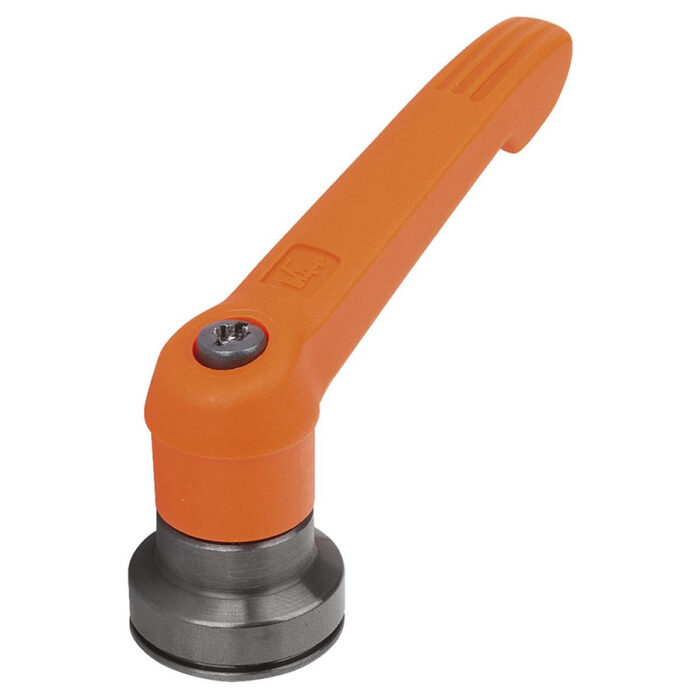 K1597 Kipp Plastic clamping lever with female thread and clamping force intensifier orange