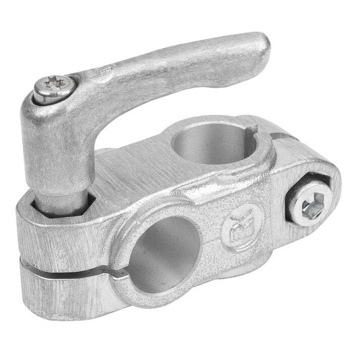 K0123 Kipp Clamping lever, die-cast zinc with extended collar with male thread, steel parts stainless steel