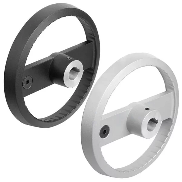 K1523_B Kipp 2-spoke handwheels, aluminium, without grip, Form B with reamed hole, keyway and transverse bore