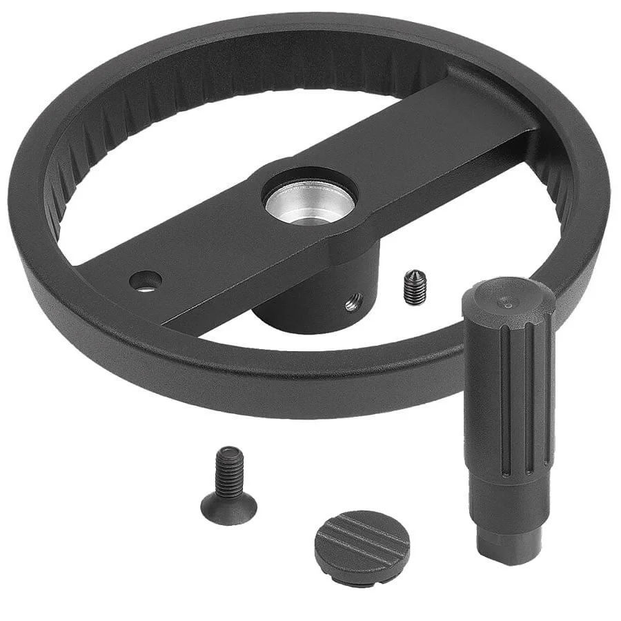 K1524_A Kipp 2-spoke handwheels, aluminium, with revolving cylinder grip, Form A with reamed hole and transverse bore