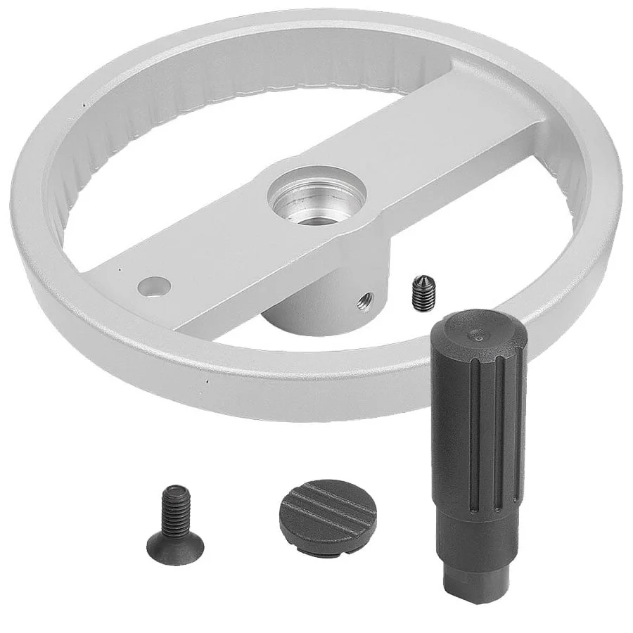 K1524_A Kipp 2-spoke handwheels, aluminium, with revolving cylinder grip, Form A with reamed hole and transverse bore