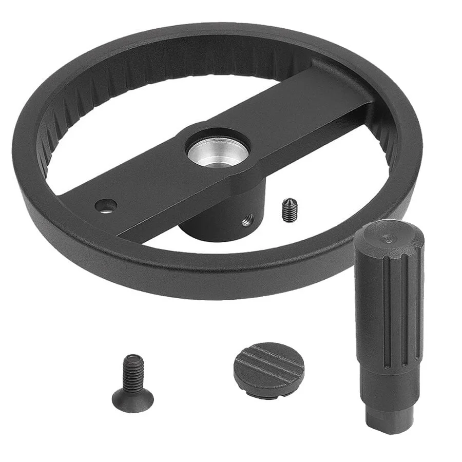 K1524_B Kipp Disc handwheels, aluminium with revolving cylindrical grip, Form B with reamed hole, keyway and transverse bore