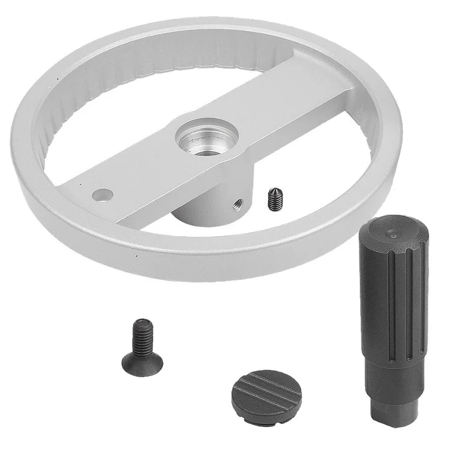 K1524_B Kipp Disc handwheels, aluminium with revolving cylindrical grip, Form B with reamed hole, keyway and transverse bore