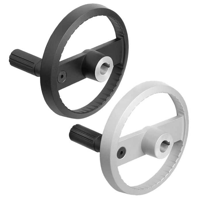 K1524_C Kipp 2-spoke handwheels, aluminium, with revolving cylinder grip, Form C with reamed hole and keyway