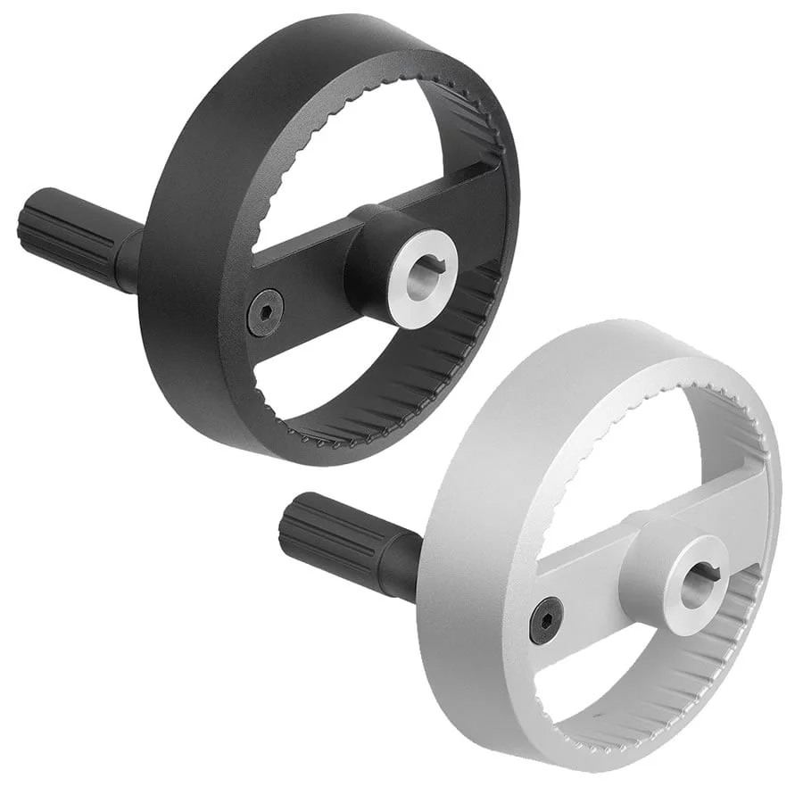 K1525_C Kipp 2-spoke handwheels, aluminium, with fold-down cylinder grip, Form C with reamed hole and keyway