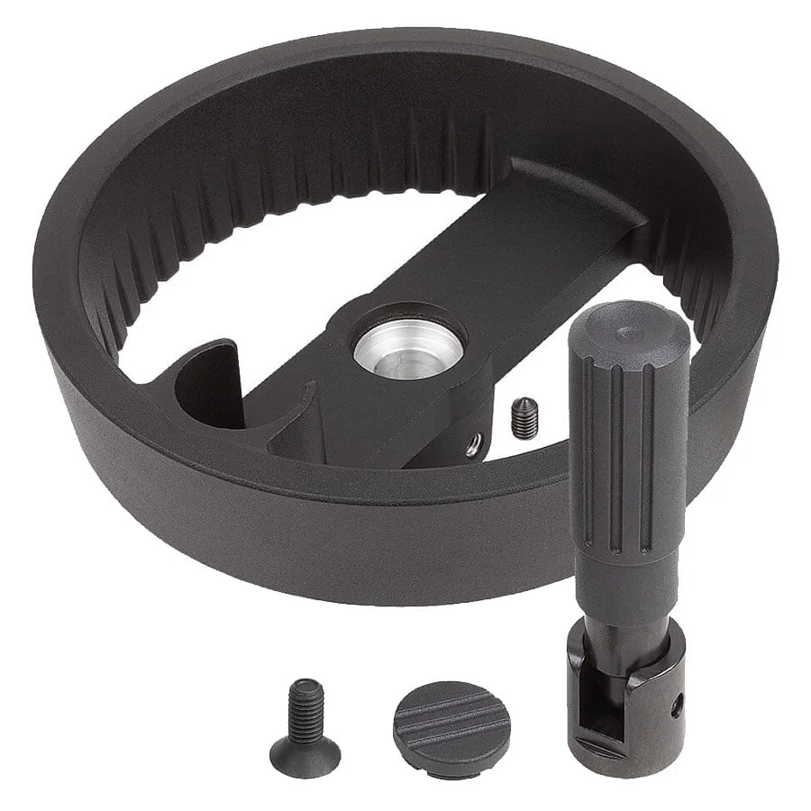 K1525_C Kipp 2-spoke handwheels, aluminium, with fold-down cylinder grip, Form C with reamed hole and keyway