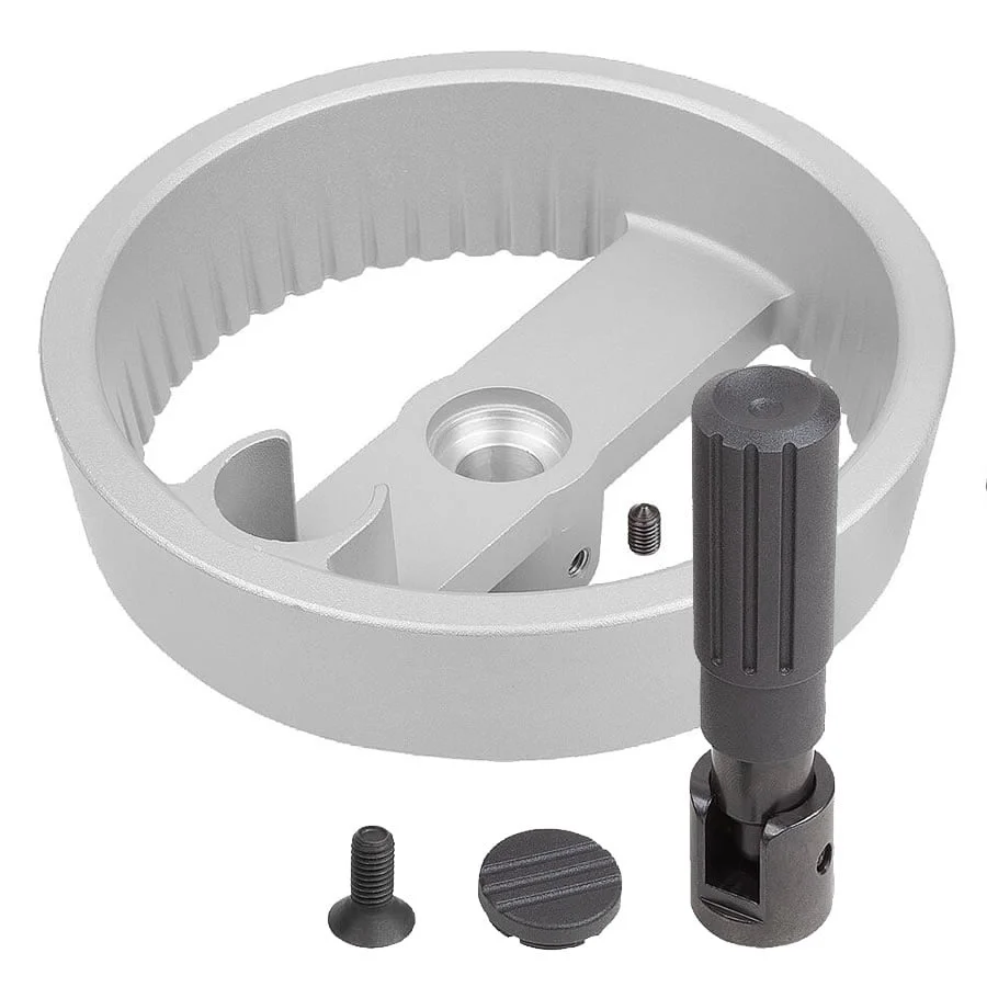 K1525_C Kipp 2-spoke handwheels, aluminium, with fold-down cylinder grip, Form C with reamed hole and keyway