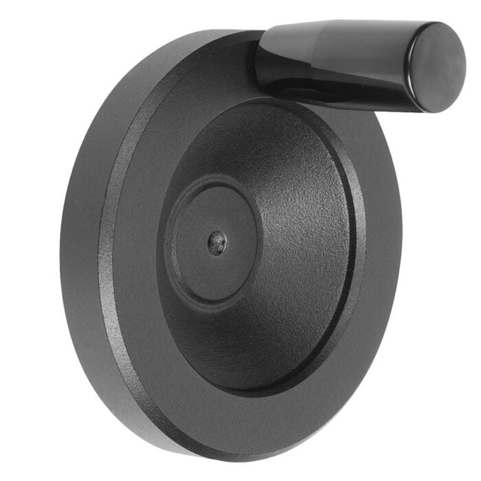 K0161_MDG Kipp Handwheels disc, aluminium black, with revolving cylinder grip