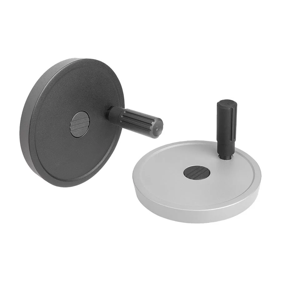 K1521_B Kipp Disc handwheels, aluminium with revolving cylindrical grip, Form B with reamed hole, keyway and transverse bore